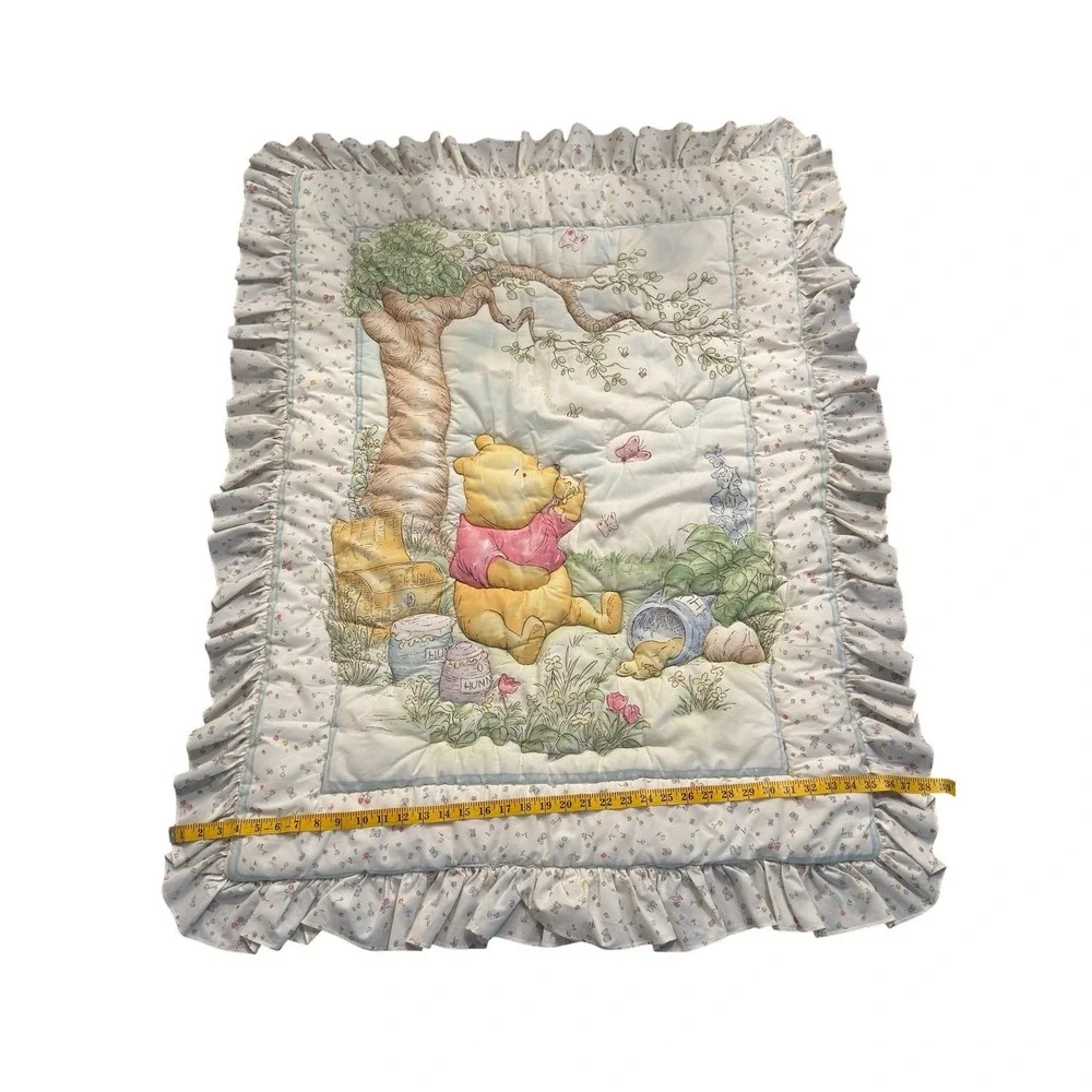 Disney Winnie the Pooh 90's baby crib bedding 2pc nursery set blanket vintage - Picture 2 of 8